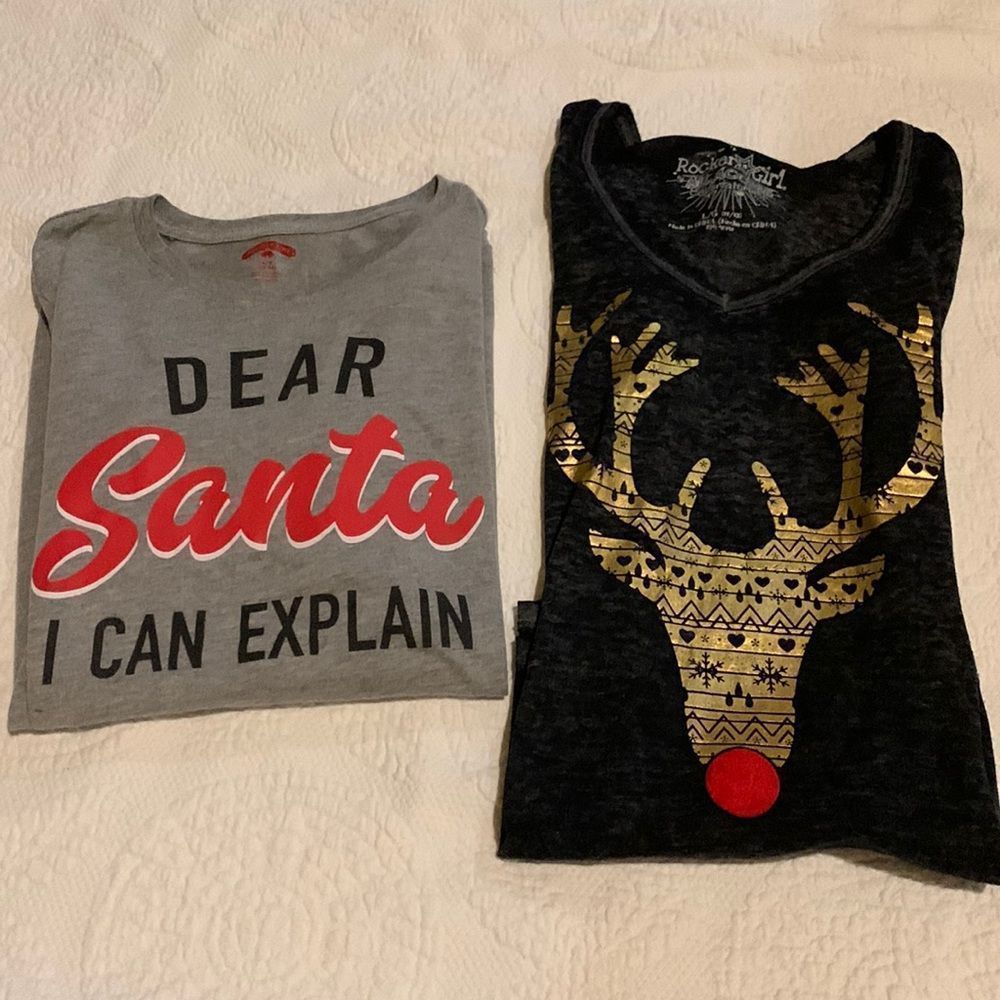 2 Christmas shirts. Both are Large